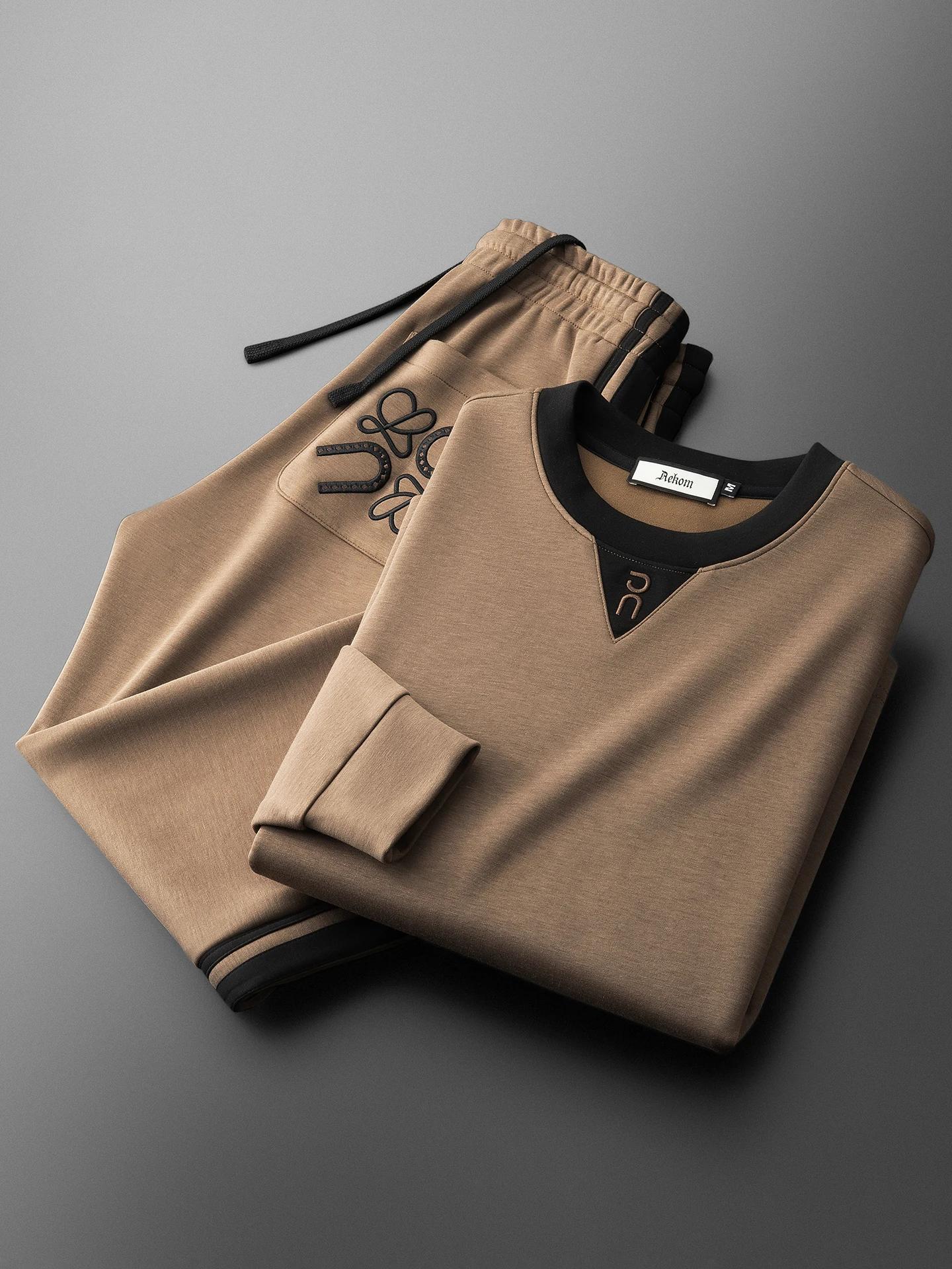 JSBD automne mode tendance couleur-blocage et brodé Modal sweat deux pièces ensemble pour hommes déc