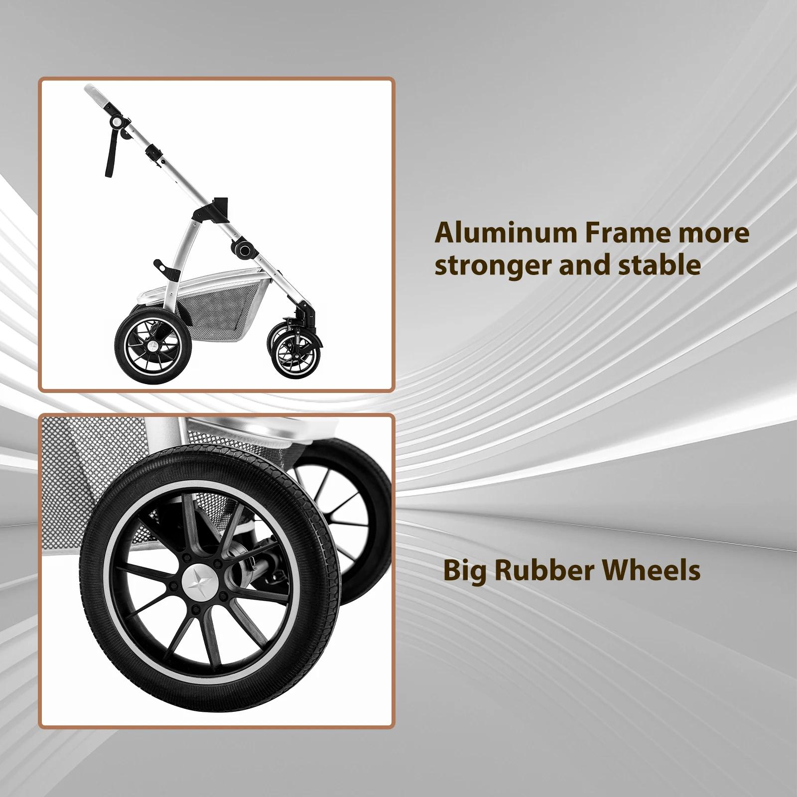 Poussette de luxe 3 en 1 pour bébé, portable, pliable, avec cadre en aluminium, pour nouveau-né et n