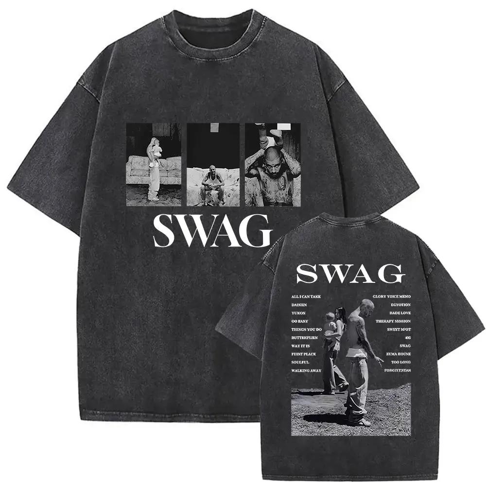 Vintage Justin Bieber SWAG Album 2025 lavé t-shirts hommes femmes col rond haute qualité mode T-shir