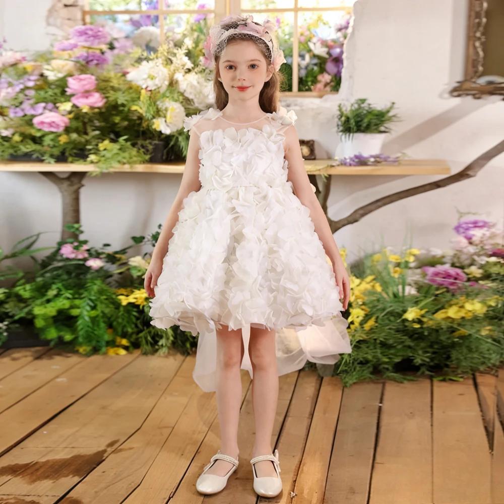 Nouvelle Robe de Cérémonie pour Filles, Robe de Princesse à Fleurs pour Anniversaire, Tenue de Fête 