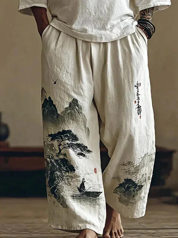 Nouvelle collection 2026 : T-shirt et pantalon de sport imprimés 3D à l'encre, motif paysage, éditio