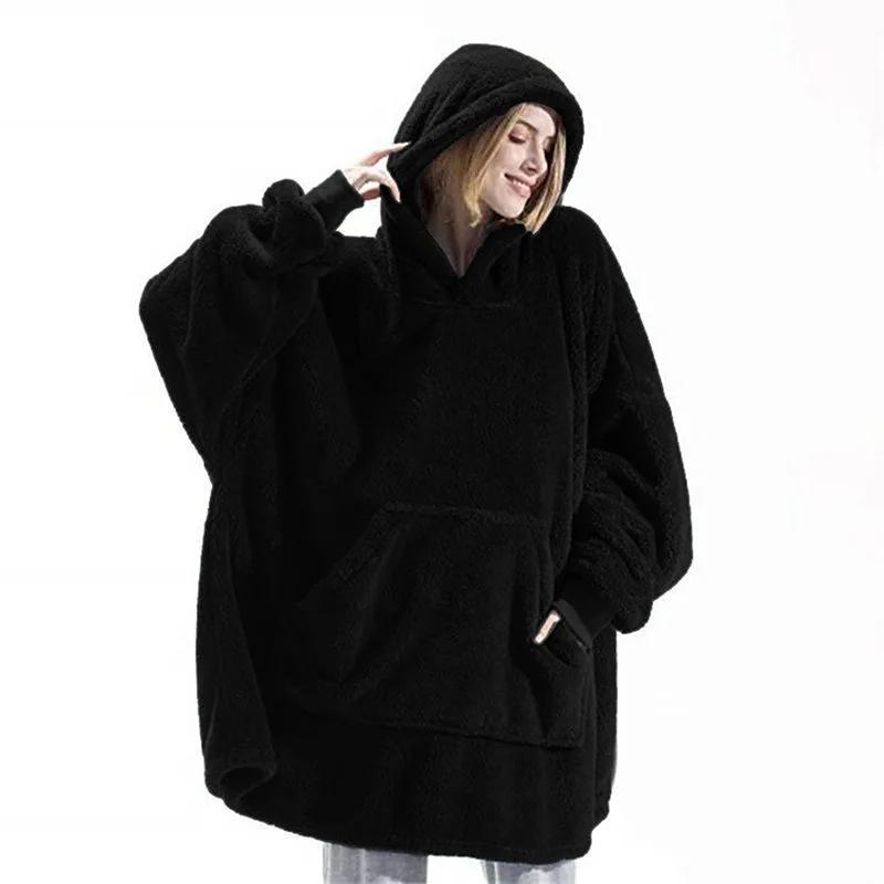 Couverture à capuche avec sourire double face pour hommes et femmes, grande poche, robe surdimension