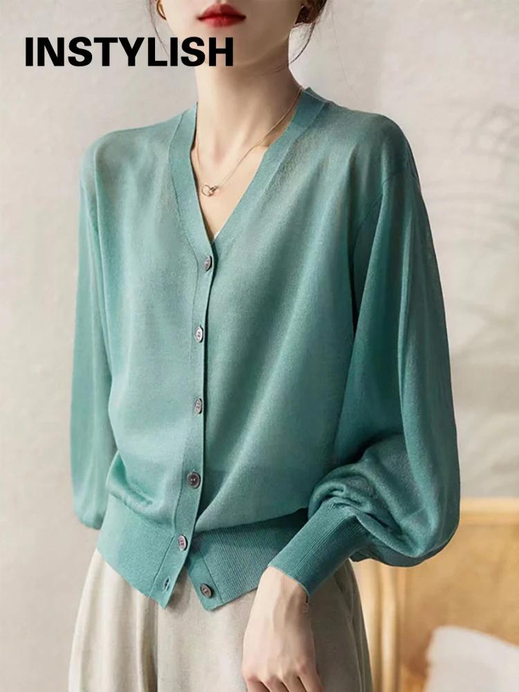 Cardigan à simple boutonnage pour femmes, col en V, mince, résistant au soleil, tricot coréen élégan