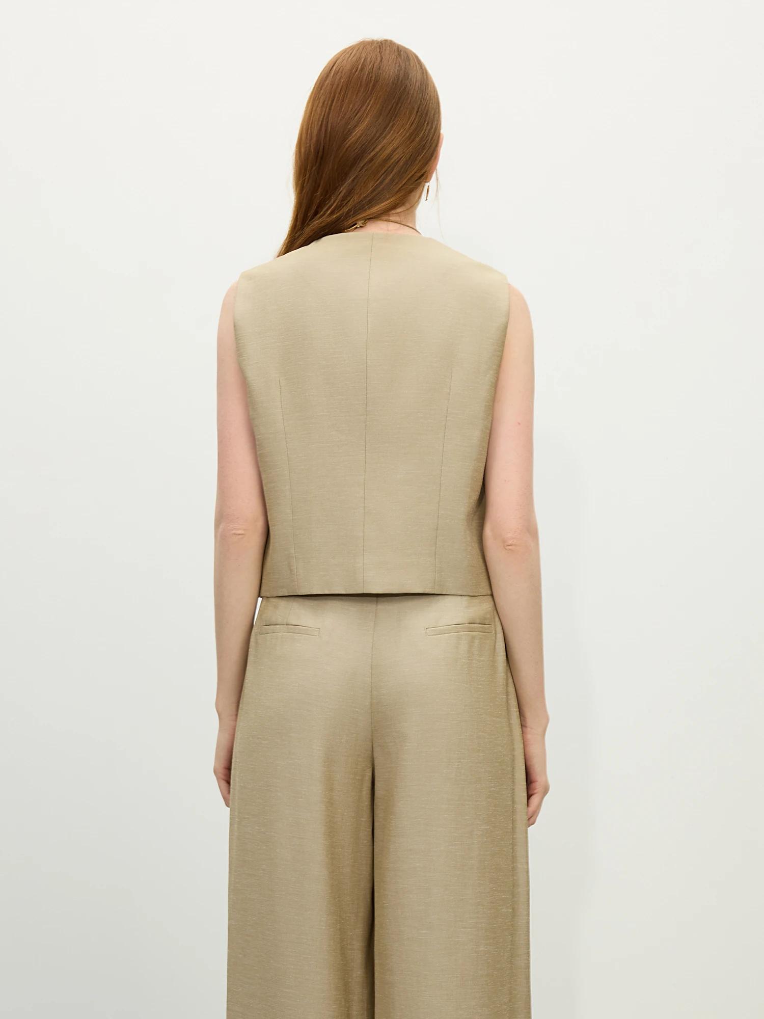 FSLE 2025 été vieux argent gilet pantalon à jambes larges ensemble Vintage sur mesure deux pièces ta