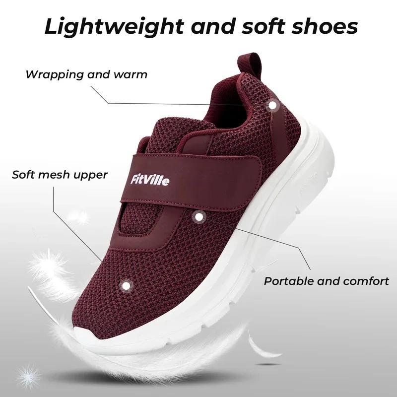 FitVille chaussures pour femmes baskets larges chaussures pour diabète sangle réglable pour pieds go