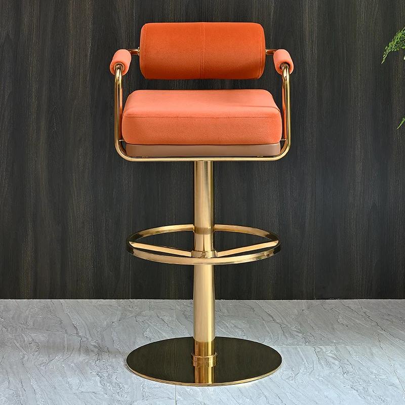 Tabourets de Bar de luxe modernes avec dossier et tabouret de Bar pivotant de comptoir de Base dorée