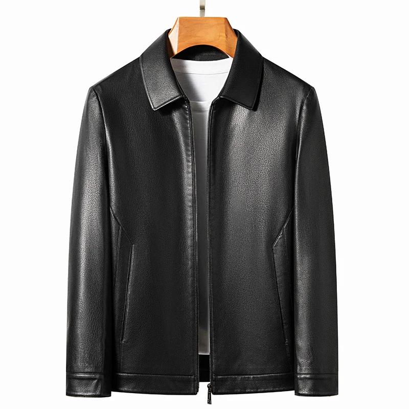 YN-2336 printemps et automne nouveaux hommes veste en cuir de mouton naturel col montant jeunesse Pr