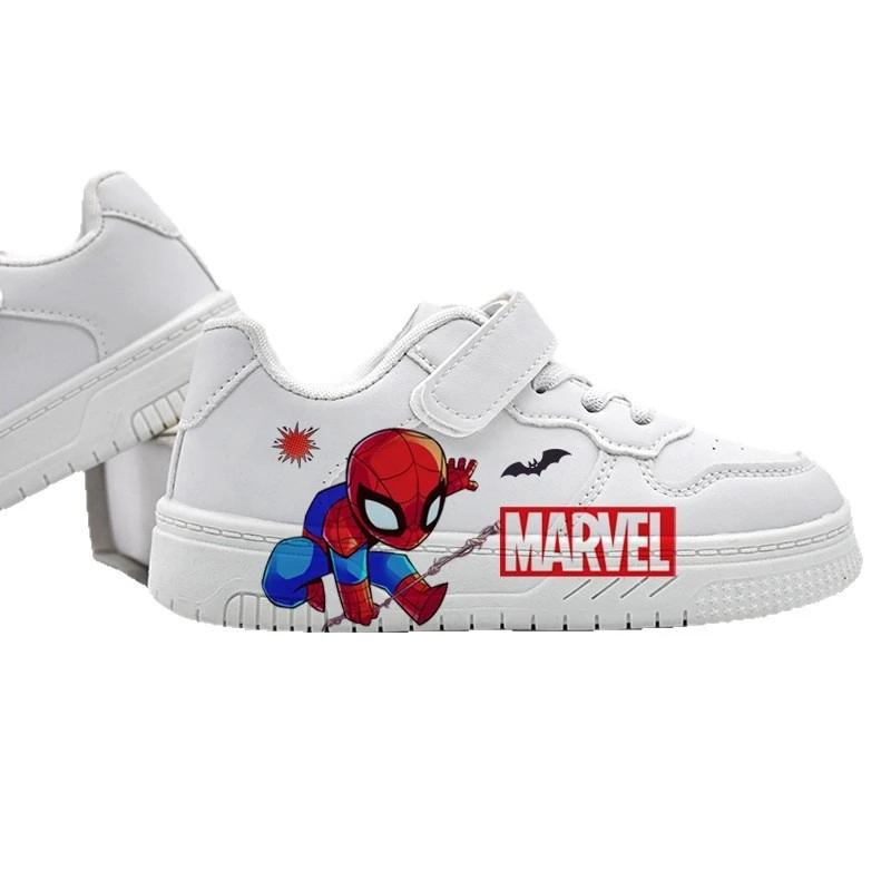 Baskets blanches à enfiler Marvel Spider-Man, chaussures décontractées à semelle souple et fermeture