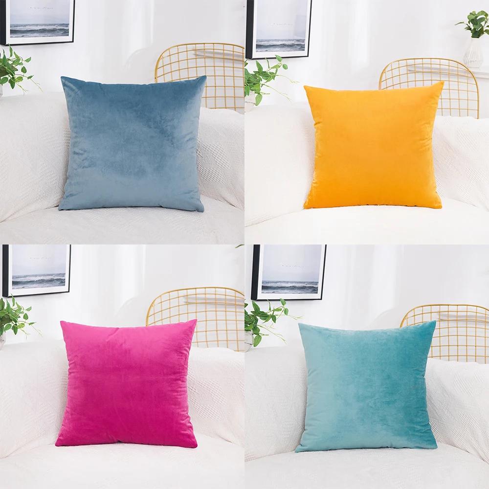 Housse de coussin en velours MACT, 2 pièces, douce, unie, décorative, carrée, pour canapé, chambre, 