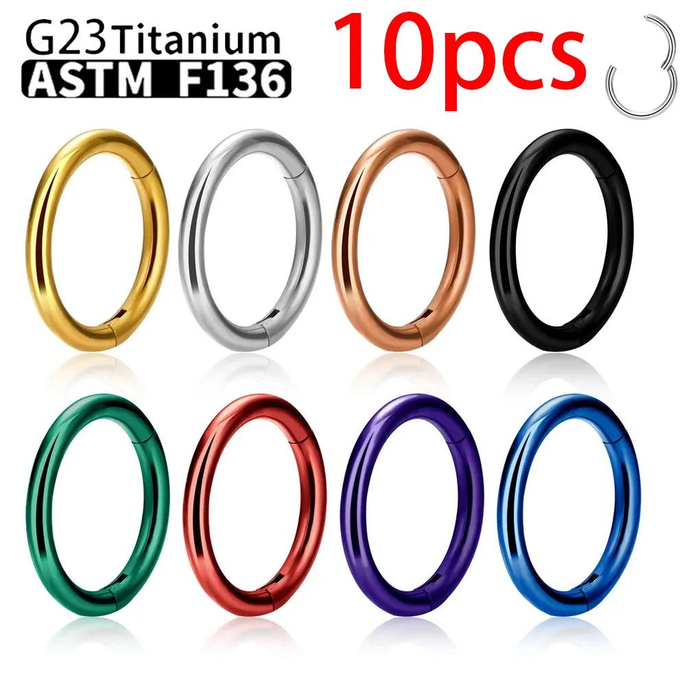 Anneaux de nez en titane G23, 10 pièces, pour femmes et hommes, bijoux de perçage, lèvre, oreille, c