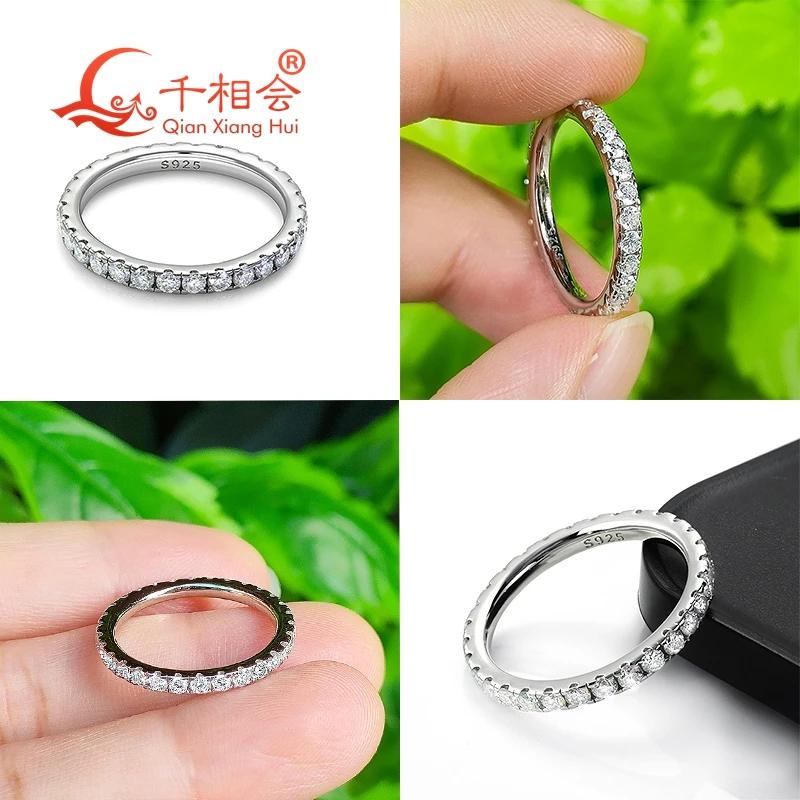 Bague de mariage en argent sterling 925 avec diamants Moissanite blancs ronds solides de 2 mm et 3 m