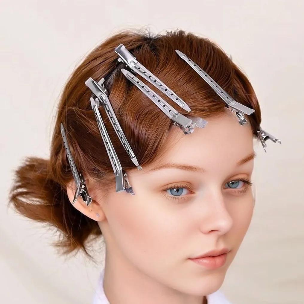 Pinces de soin des cheveux en acier métallique pour femmes, pinces de coupe de coiffure, pinces de b