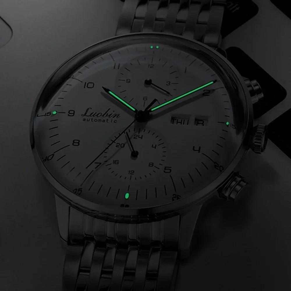 Montres mécaniques pour hommes, montre-bracelet automatique d'affaires, en acier inoxydable, lumineu