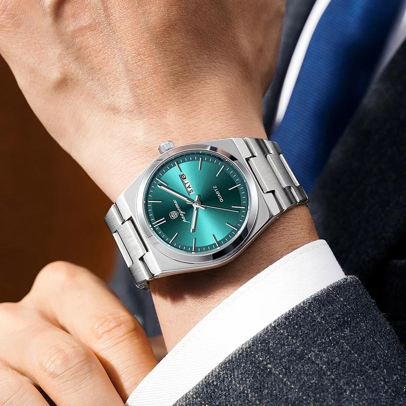 PAAZOMU mode hommes montre à Quartz en acier inoxydable étanche lumineux homme montre chronographe D