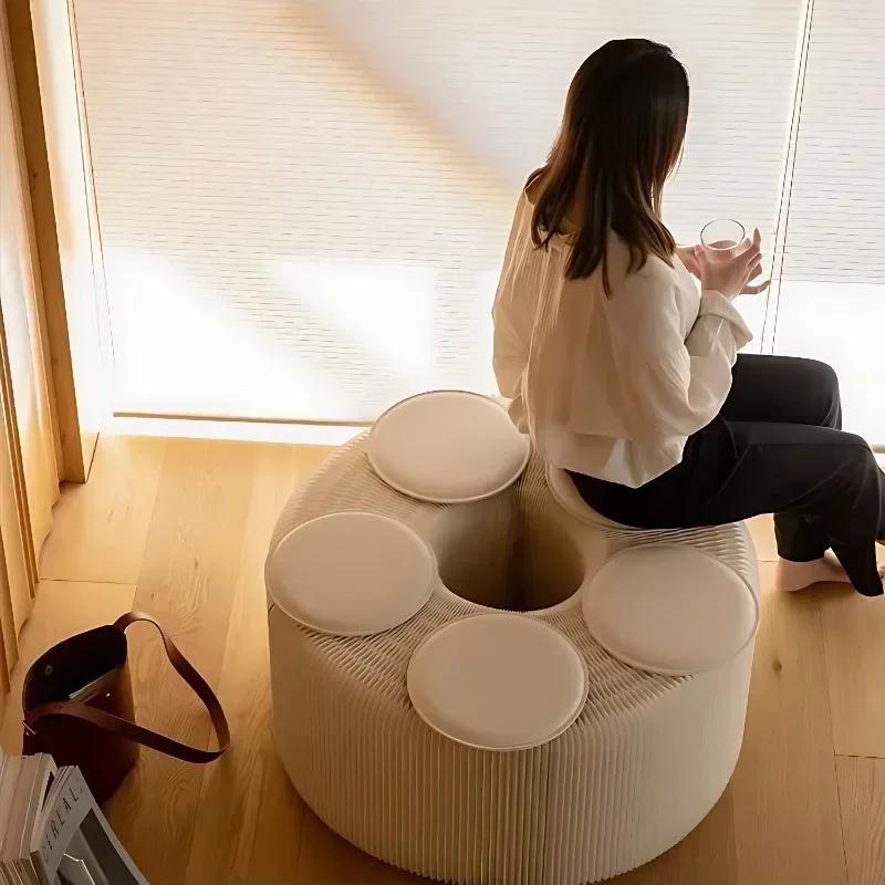 Tabouret pliant escamotable de papier de banc, tabouret paresseux télescopique de sofa, tabouret bas