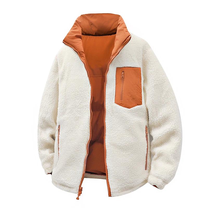 Veste d'extérieur rembourrée en coton et peau d'agneau Double face pour hommes, veste d'hiver rembou