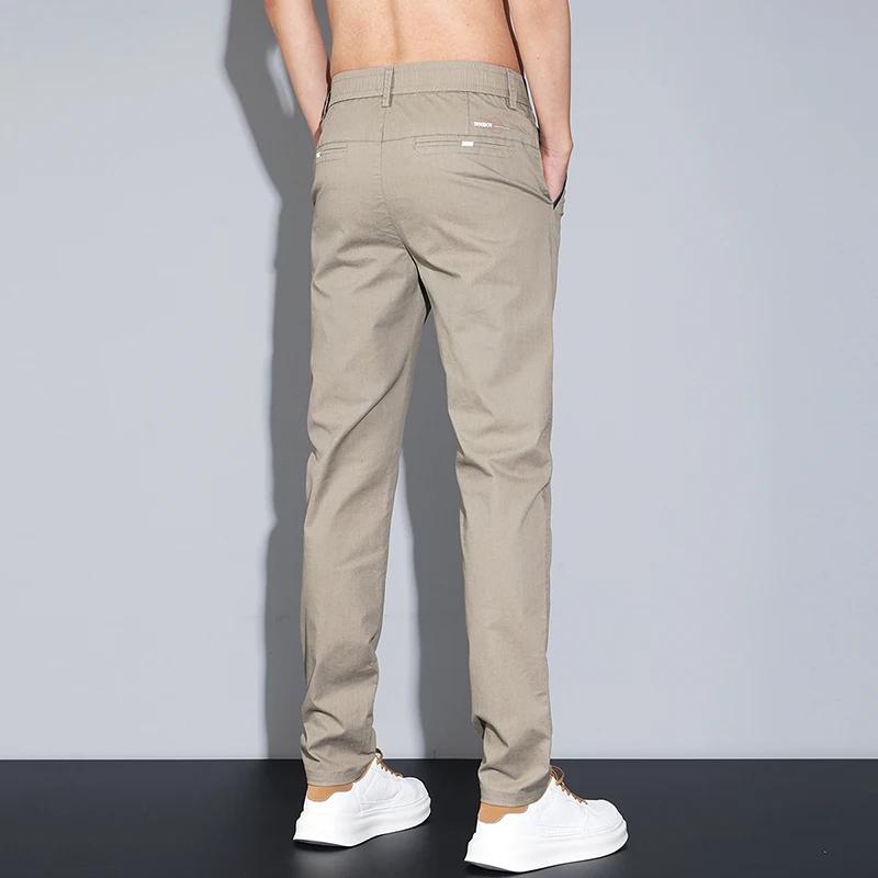 Pantalon Slim Décontracté de Haute Qualité pour Homme, Vêtement de Travail à Taille Moyenne, Broderi