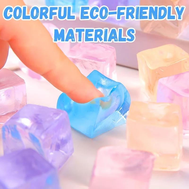 15 pièces Mini glaçon jouets spongieux libérer le Stress Transparent petit bloc de glace pincement e