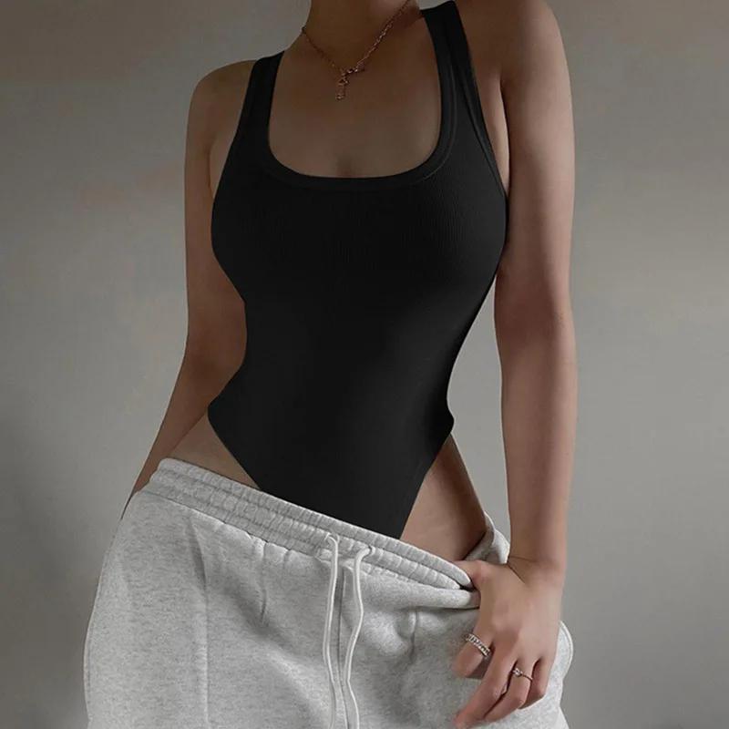 Body en tricot sans manches pour femmes, Sexy, moulant, épaules dénudées, col licou, décontracté, co