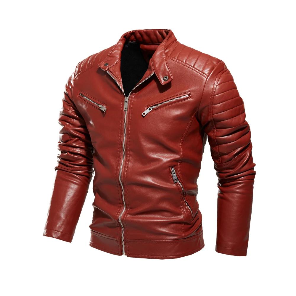 Vestes en cuir pour hommes automne décontracté moto veste en polyuréthane Biker manteaux en cuir mar