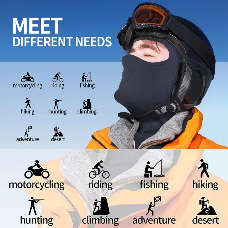 Masque de ski intégral pour homme, cagoule noire, couvrant le cou
