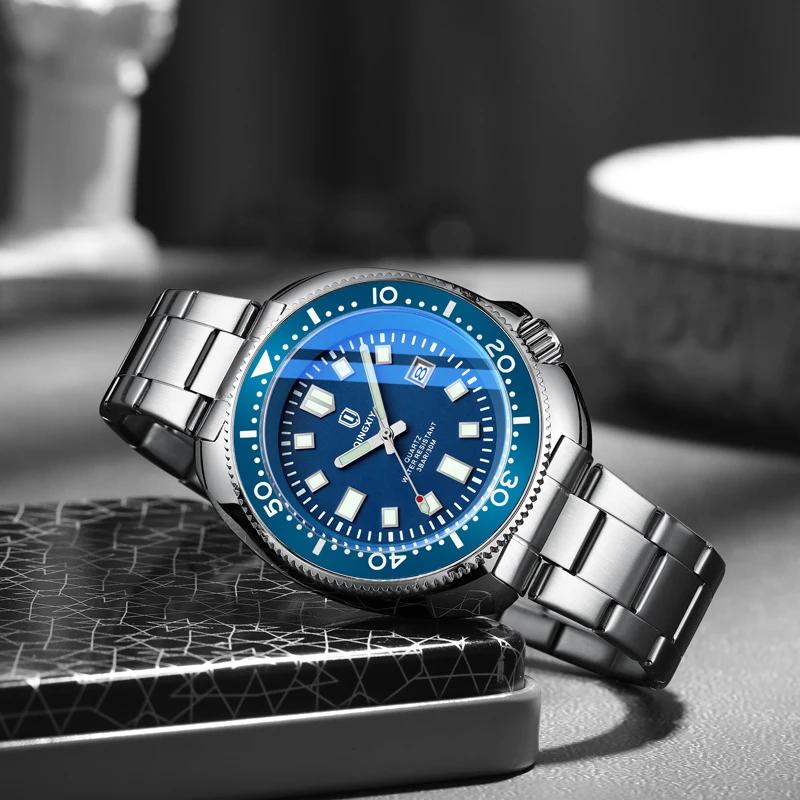 QINGXIYA Top marque de luxe hommes montres à Quartz de haute qualité bracelet en acier inoxydable ét