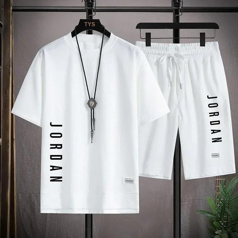 Ensemble de sport pour hommes, t-shirt décontracté imprimé JORDAN + short, ensemble de course à pied