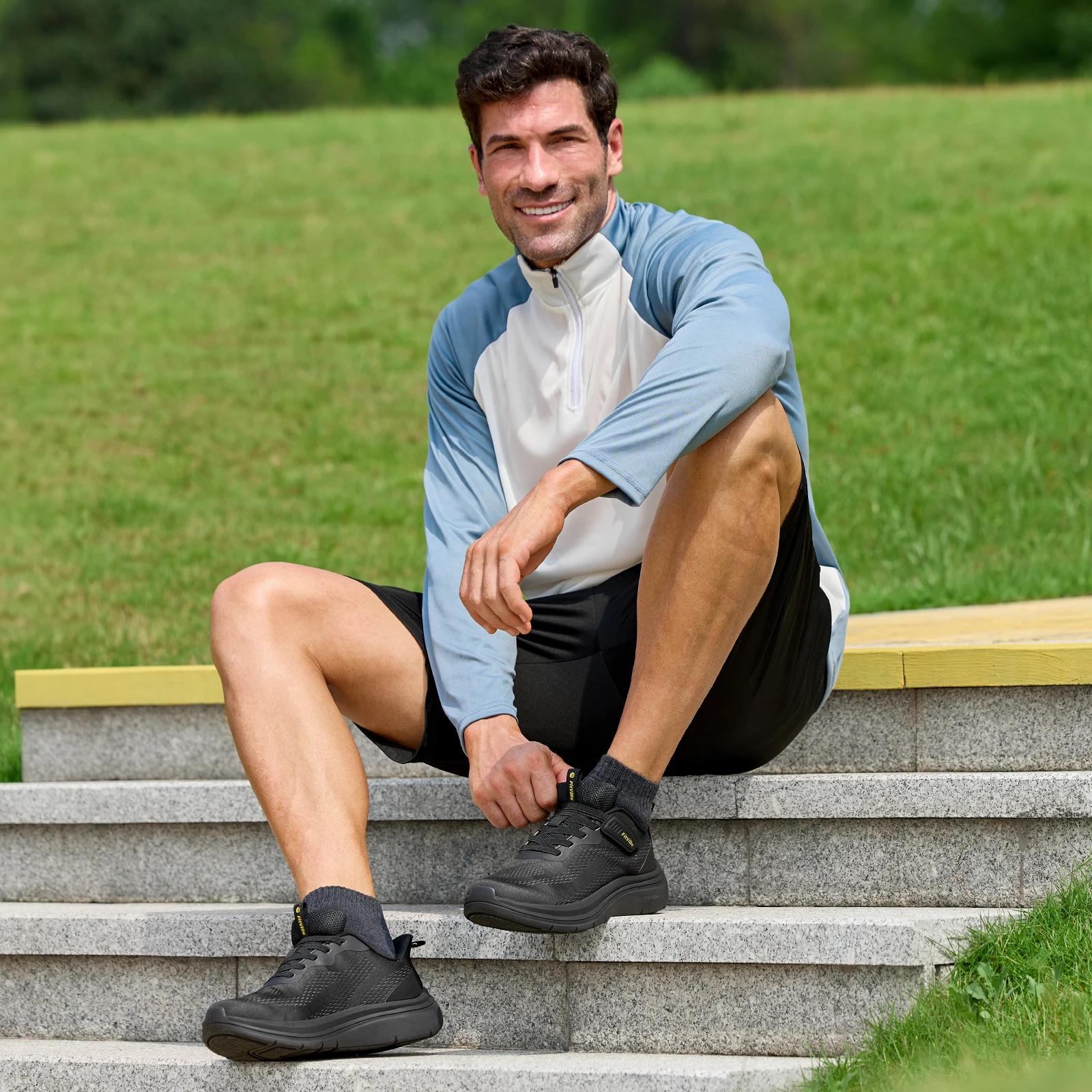 FitVille – chaussures de marche larges pour hommes, chaussures de course légères, baskets avec souti