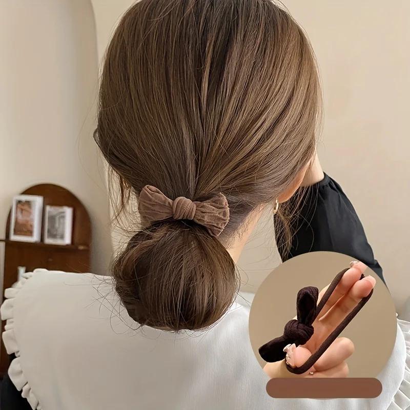 Porte-queue de cheval en tissu à haute élasticité avec nœud papillon de couleur unie – Accessoires p