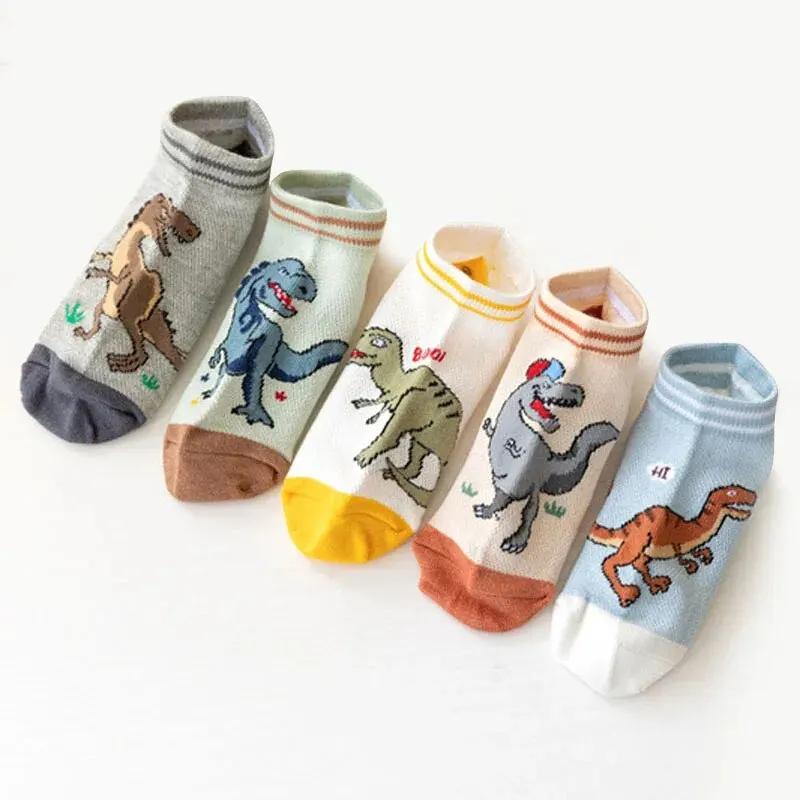 Chaussettes à motif de dinosaure pour garçon, confortables, respirantes, décontractées, douces, pour