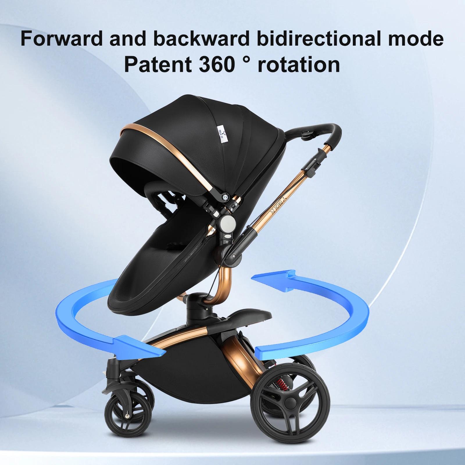 360 °   Poussette bébé 3 en 1 siège auto poussette Combo système de voyage poussettes haute paysage 