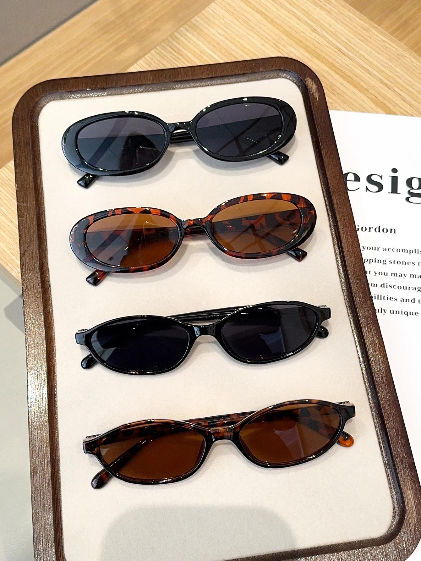 Ensemble de lunettes mixtes à la mode, lunettes ovales, noir Chic, lunettes en coquille de tortue, a