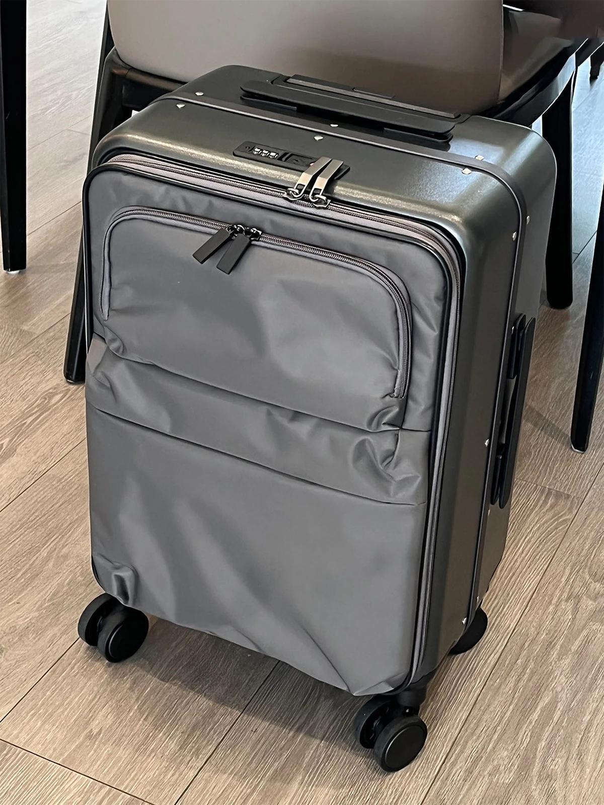 Valise souple à ouverture frontale avec cadre en aluminium et roulettes pivotantes, bagage cabine po