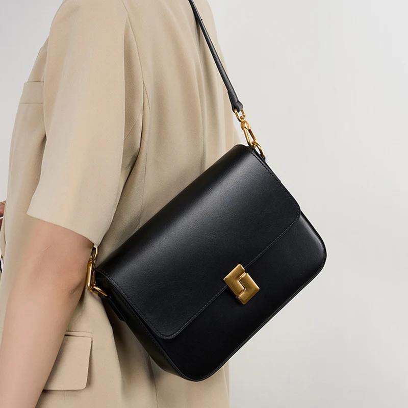 Sac à main décontracté en croûte de cuir pour femmes, sac sous les bras pour dames, sac à bandoulièr