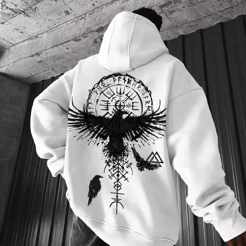 2025 Totem Viking Eagle Print Y2K hommes à manches longues sweat à capuche automne hiver quotidien e