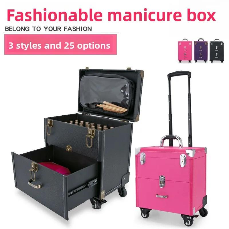 Trousse de tatouage professionnelle avec roulettes à frein pivotant, grande capacité, organiseur de 