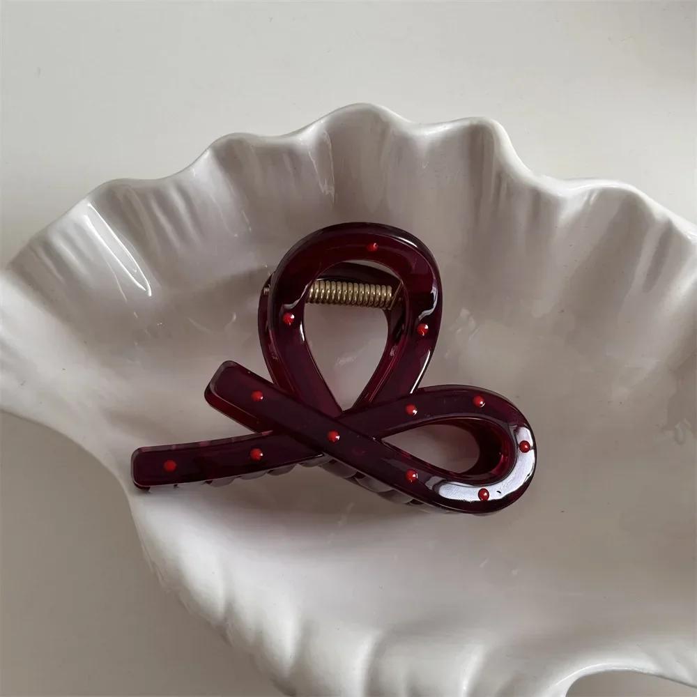 2 pièces femmes Vintage rouge à pois ruban arc requin pince épingle à cheveux griffe crabe Barrettes