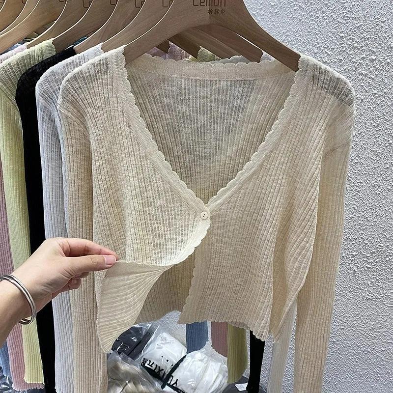 Cardigan court Pastel pour femmes, manches longues, boutons sur le devant, veste Cardi tricotée légè