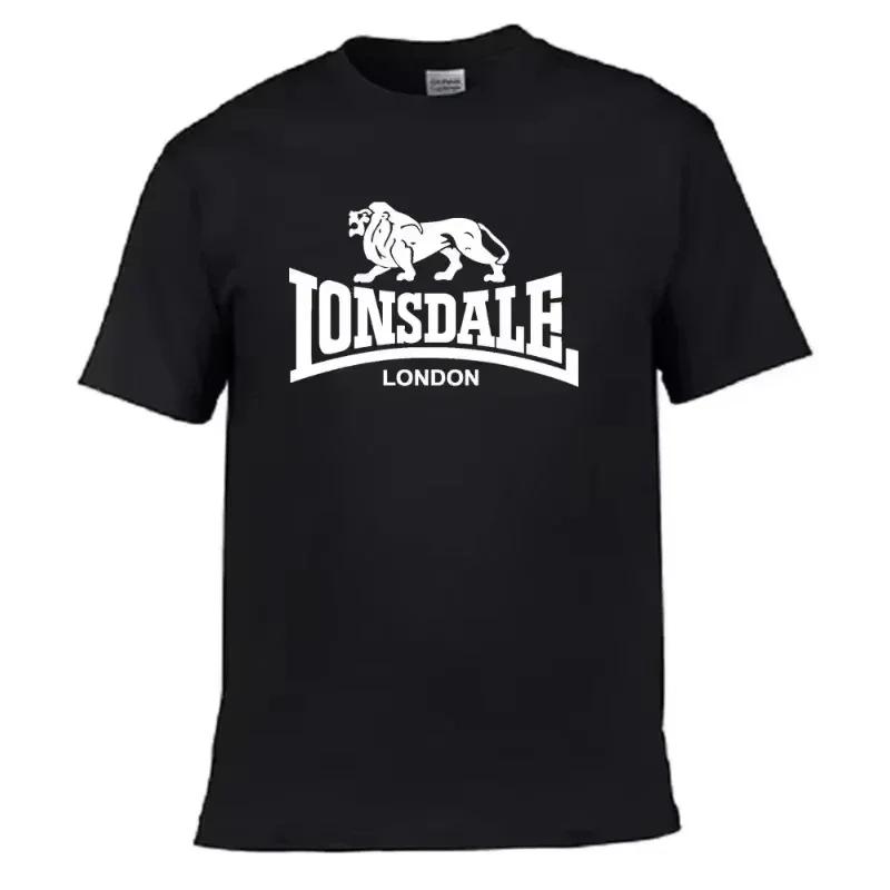 T-shirt à manches courtes pour homme avec imprimé Lion Lonsdale, style streetwear ample et confortab
