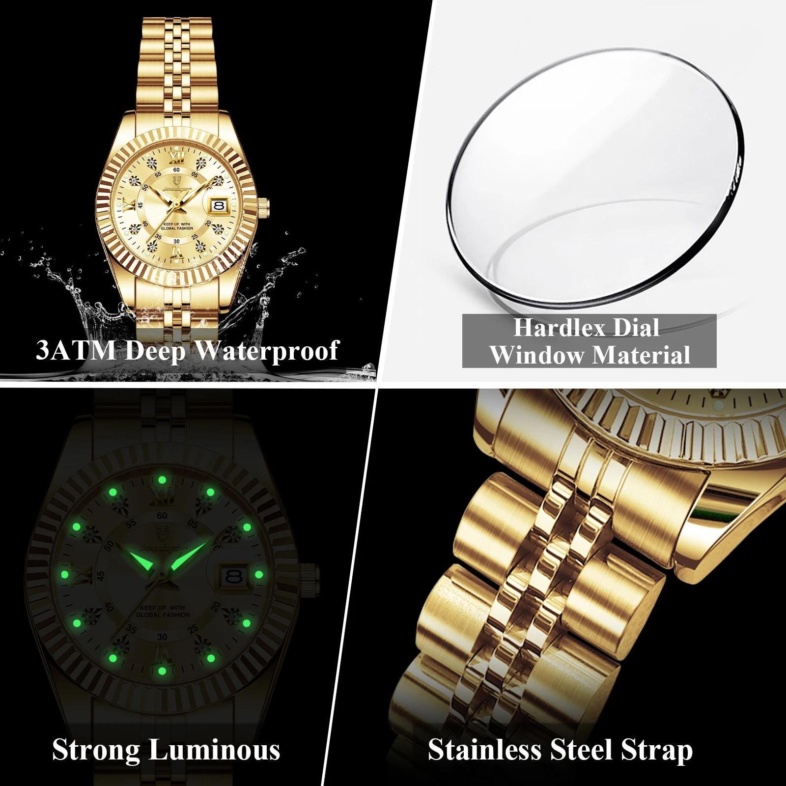 POEDAGAR mode montre pour femme étanche lumineux Date élégante dames montres en acier inoxydable mon