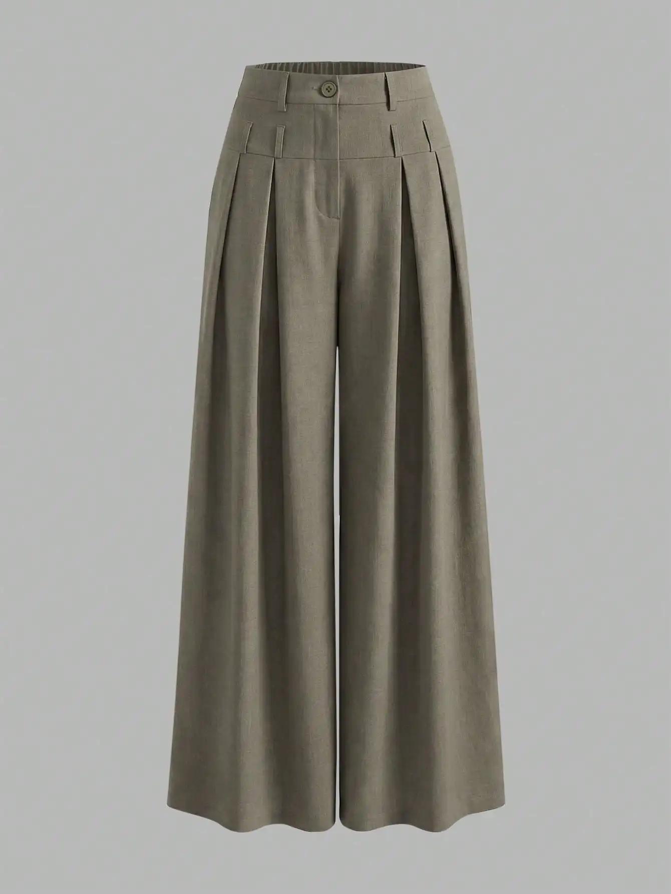 Nouveau pantalon de costume taille haute à jambe large pour femme 2026 – Élégant, fluide, pour le bu