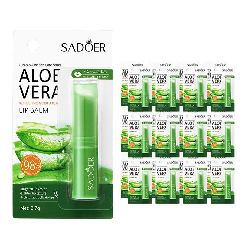 24 pièces SADOER Aloe Vera baume à lèvres hydratant Anti fissuration hydratant nourrissant Anti ride