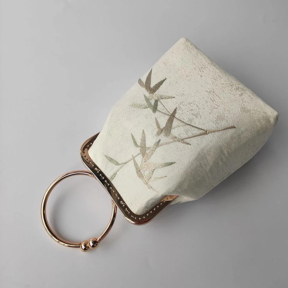 Sacs à main vintage faits à la main pour femmes, sacs brodés de fleurs, serrure de coquille, sac à b