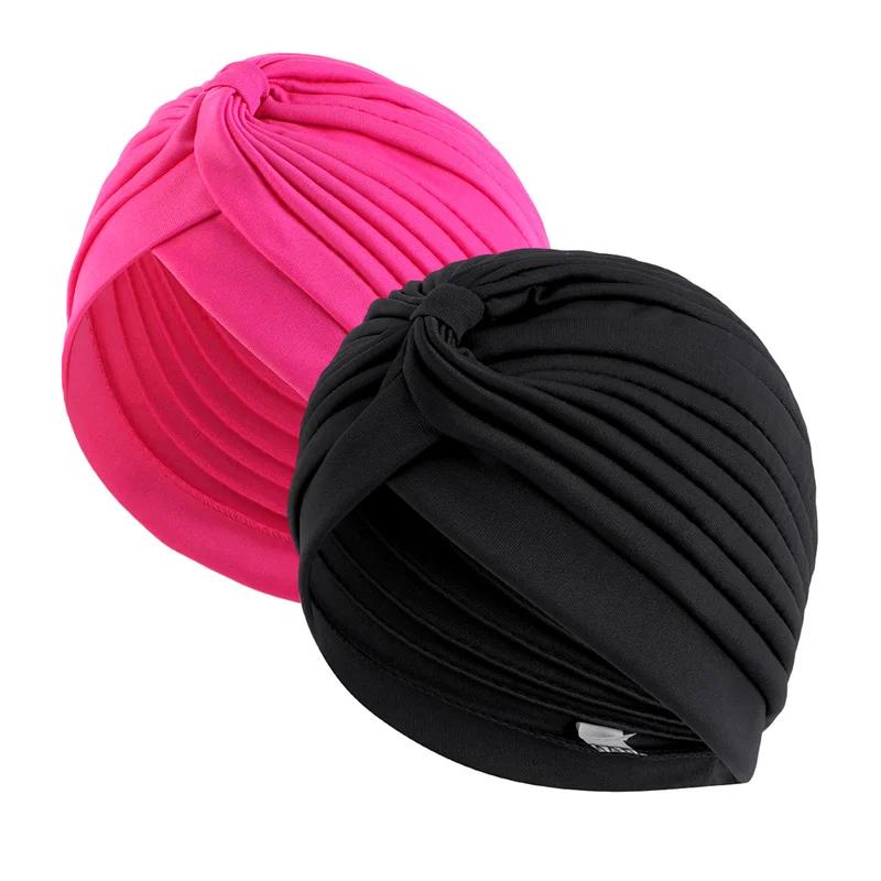 2 pièces/lot Turban extensible tête bonnet couverture torsadé plissé bandeau couleurs assorties couv