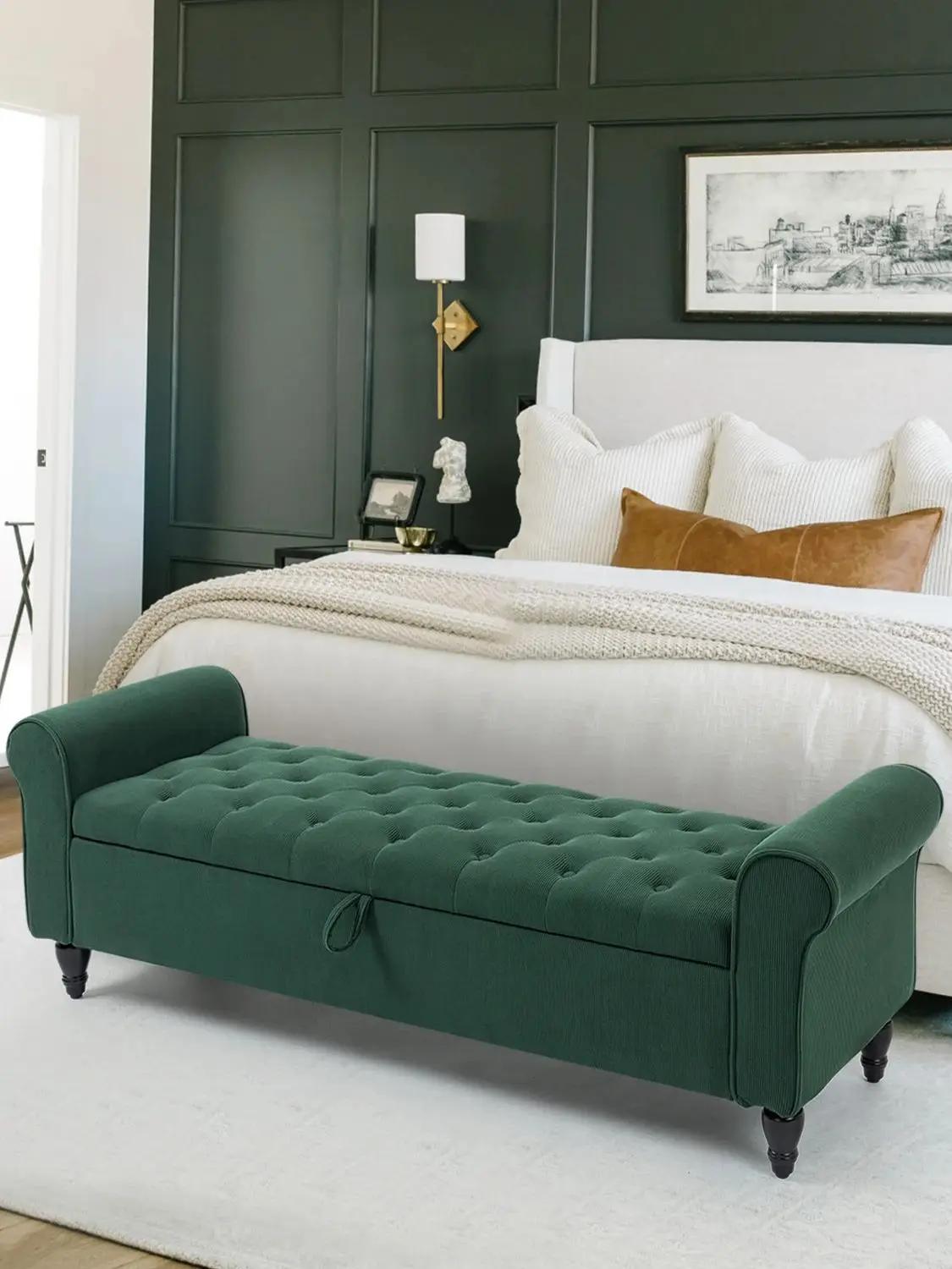 Banc de rangement touffeté avec rangement pour salon et chambre à coucher
