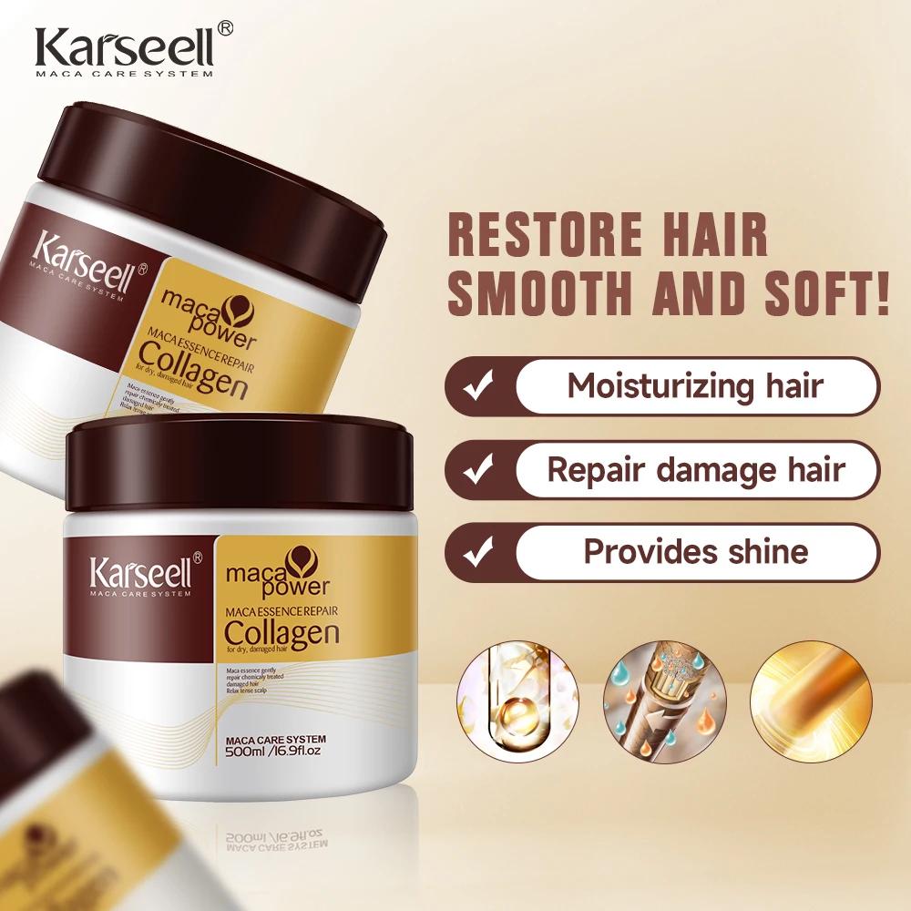 Karseell 500ml traitement capillaire au collagène réparation profonde conditionnement huile d'argan 
