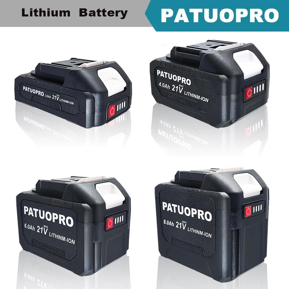 PATUOPRO 18-21V 2.0 4.0 6.0 8.0Ah batterie au Lithium Rechargeable pour Makita 18V clé de forage éle