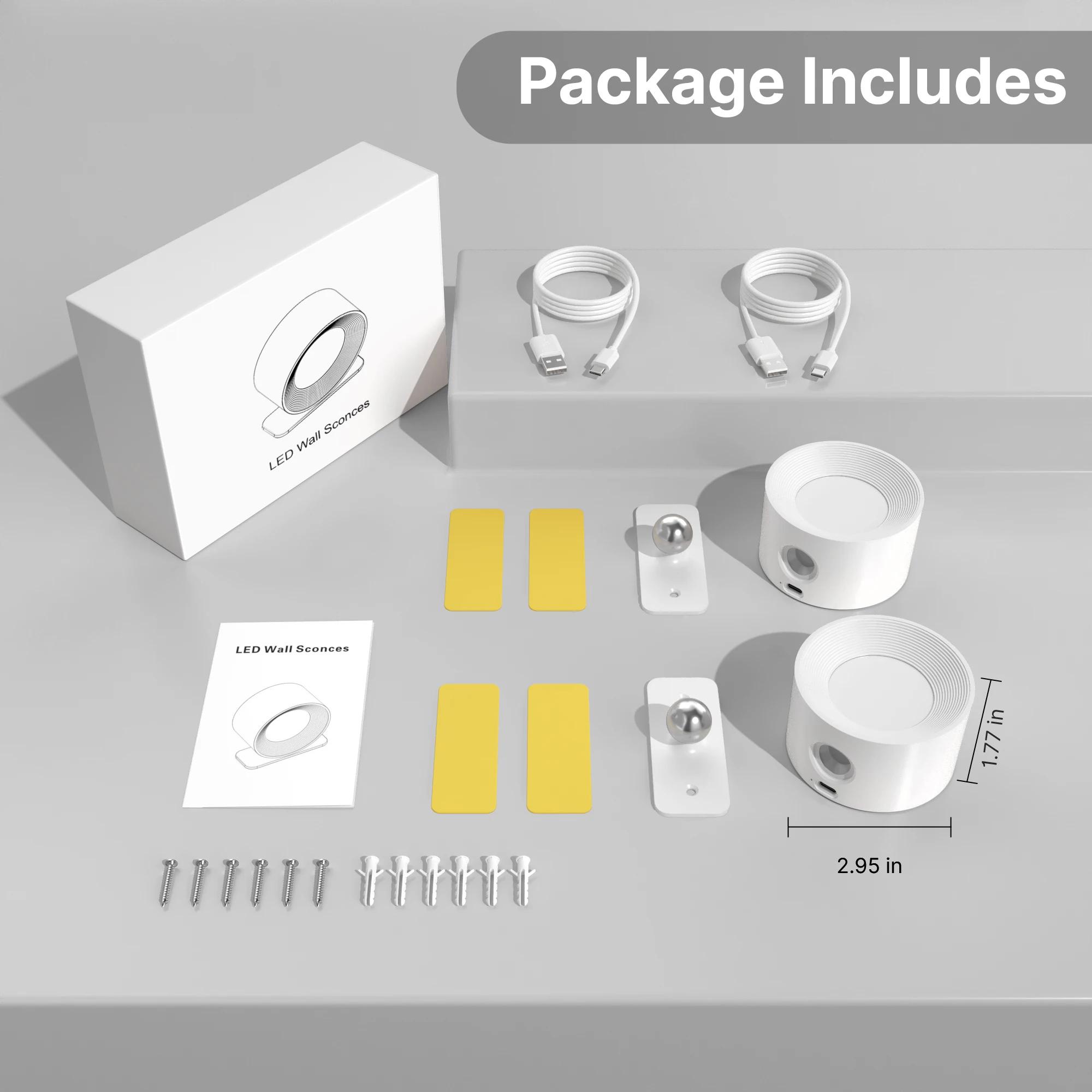 Murale Interieur, Lampe Murale Touch LED avec Port de Charge USB Contrôle Tactile, 3 Niveaux de Lumi