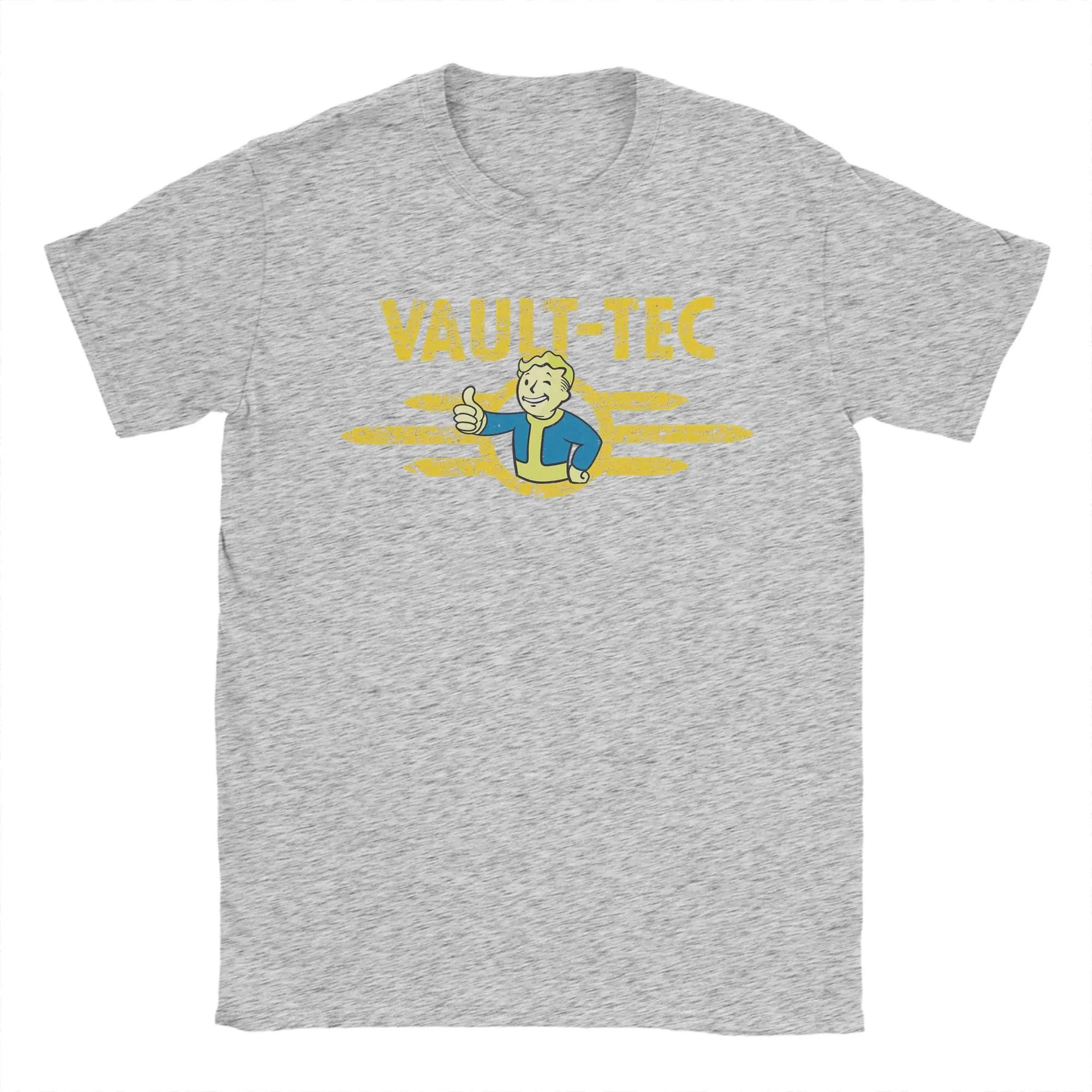T-shirt Homme Distressed Vault-Tec 100% Coton Vêtements Loisirs Manches Courtes Col Rond Grande Tail