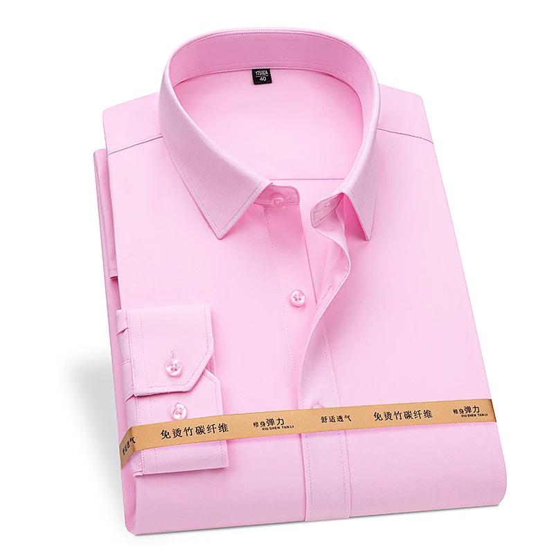 Chemises en fibre de bambou pour hommes, manches longues, printemps, anti-froissement, formelles, do